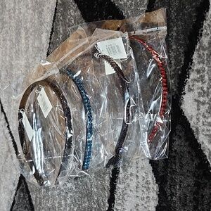 EMBELLISHED MUITI-COLOR DOUBLE ROW RHINESTONES SET-OF-4 HEADBANDS BUNDLE